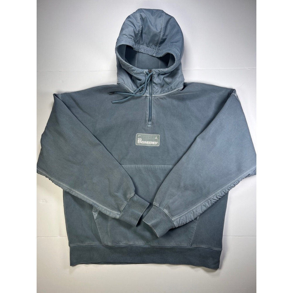 Jordan 23 Engineered Hoodie Mens Large Blue Grey 1/4 Zip Mixed Media Pullover - Picture 2 of 6